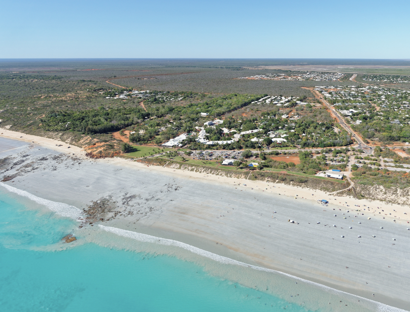 Aerial view of the Broome town beach