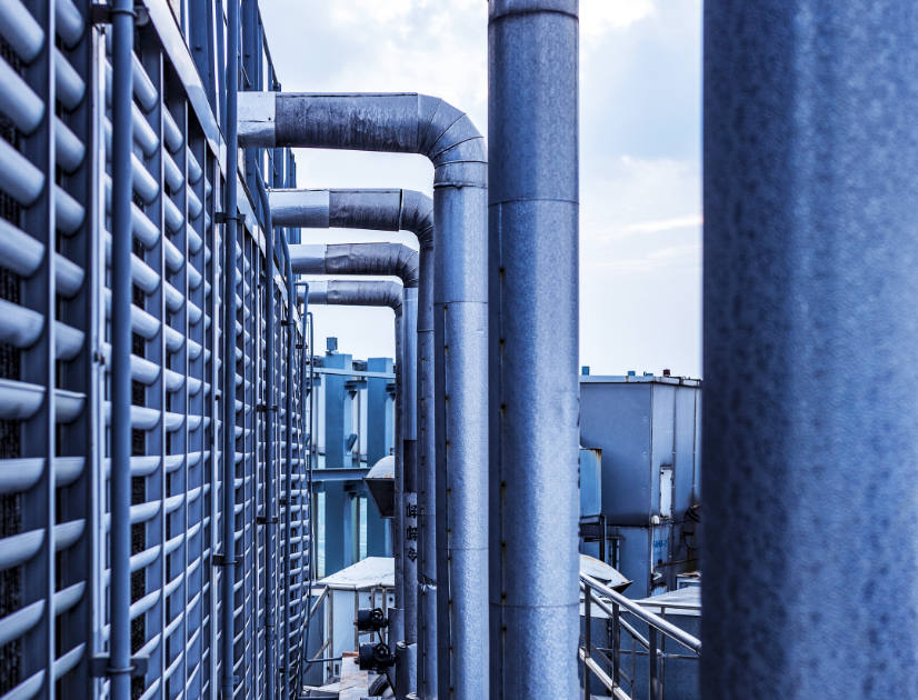 A series of blue pipes