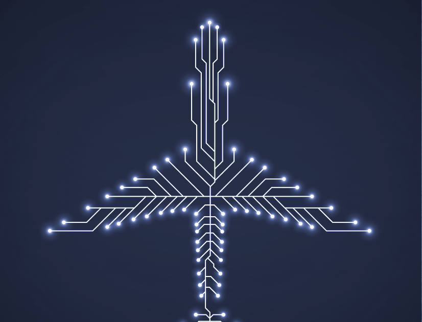 Lit circuits in the shape of an aeroplane